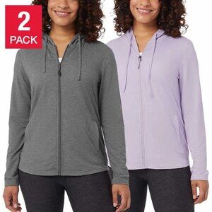 32 Degrees Ladies 2-Pack Lightweight Full Zip Hoodie Heather Orchid/Heather Iron